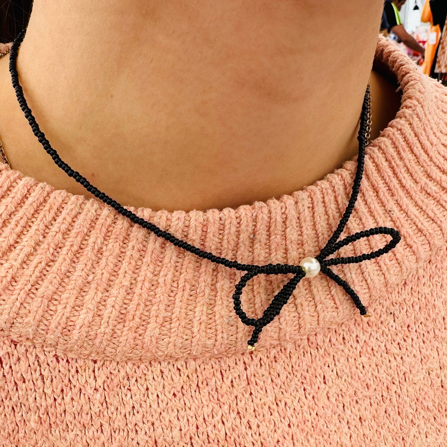 Black Coquette Bow Necklace
