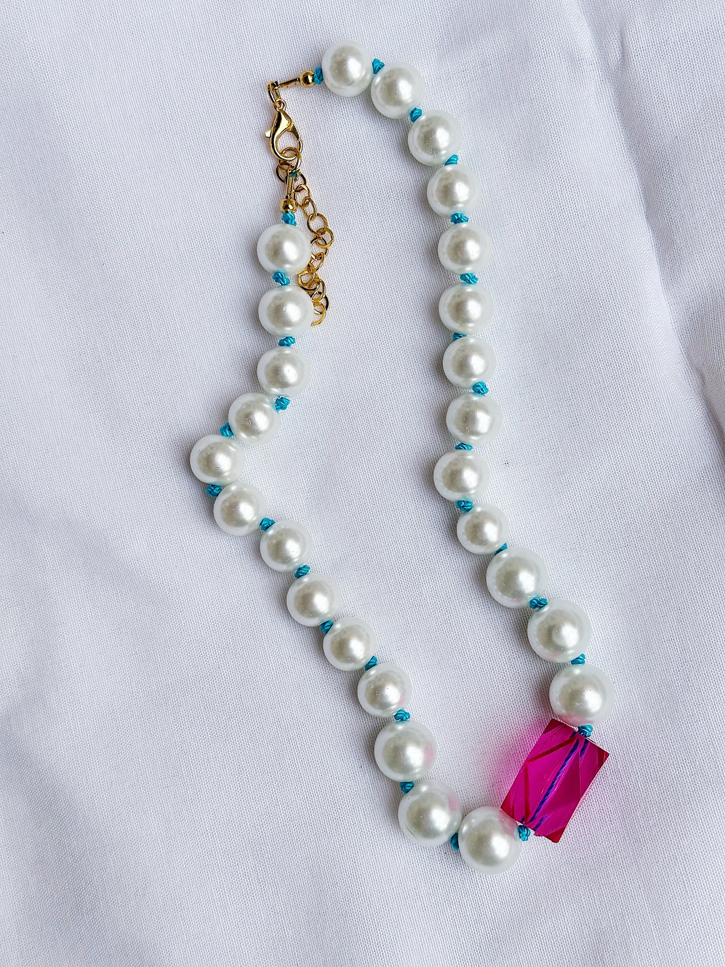 Believe it or KNOT Necklace ~ Blue Pink Diamond
