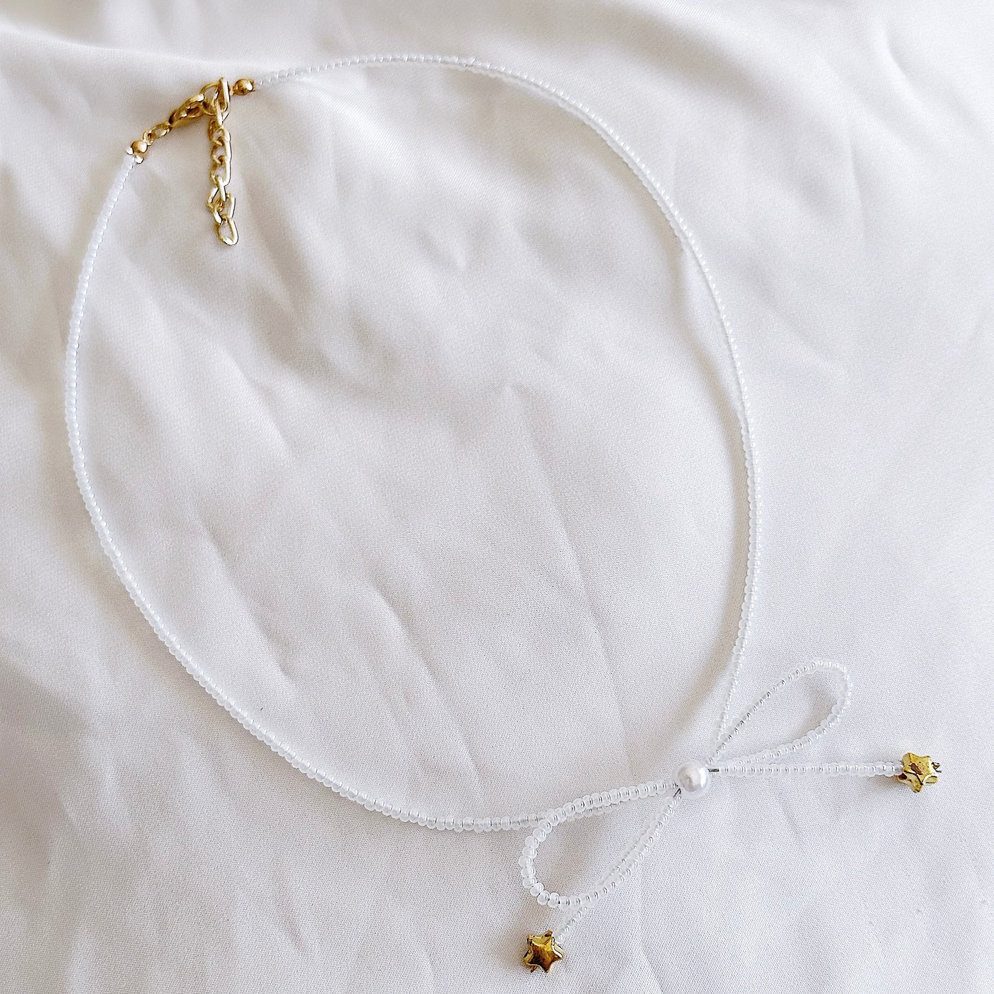 White Coquette Bow Necklace