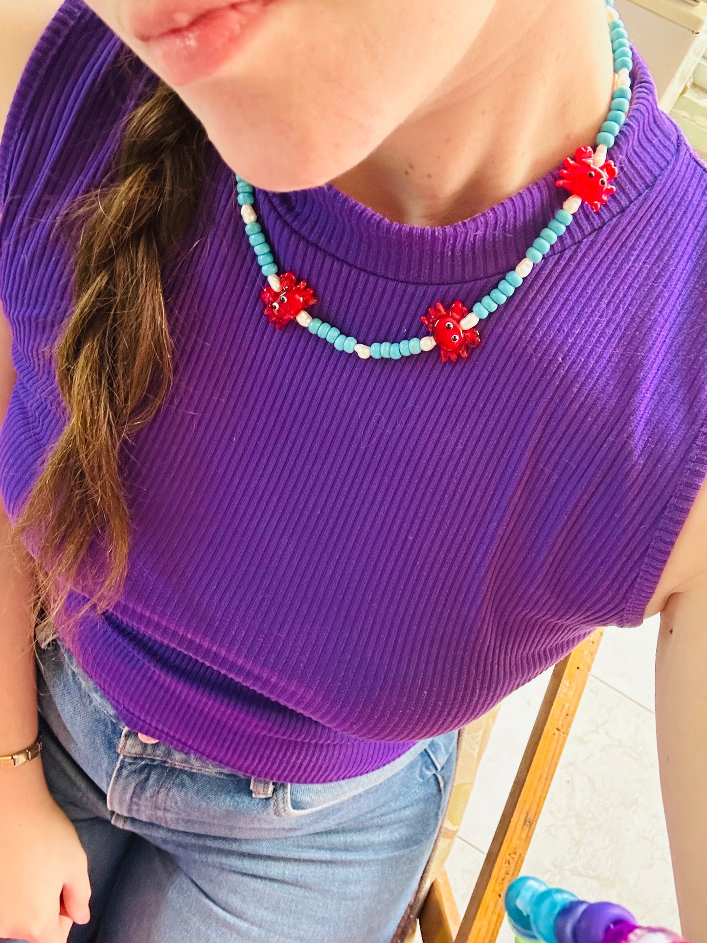 Crab Glass Necklace