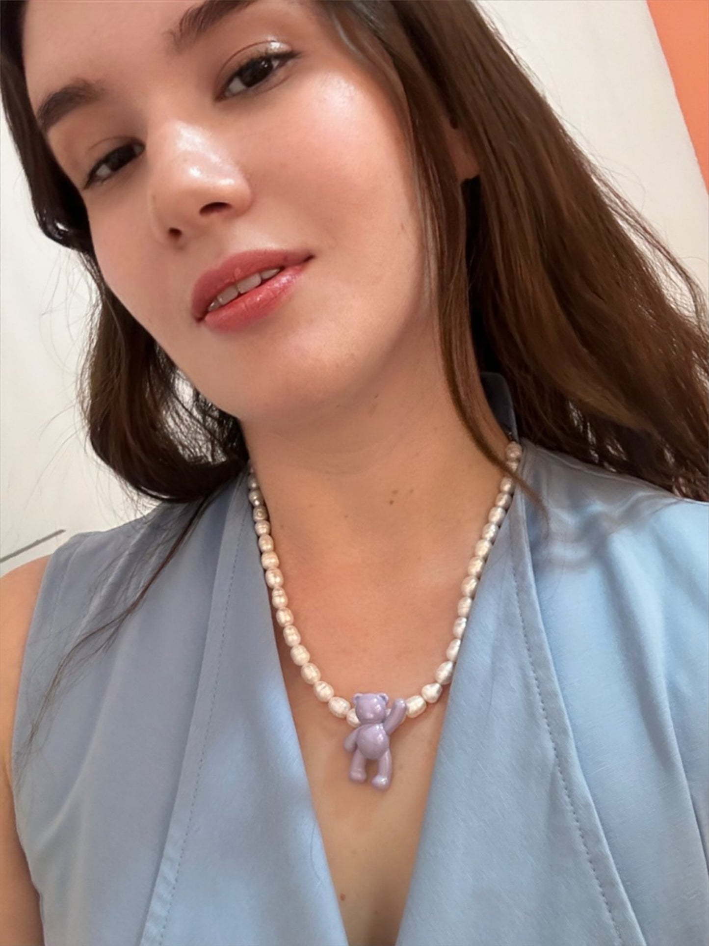 Gurl Bear Pearl Necklace