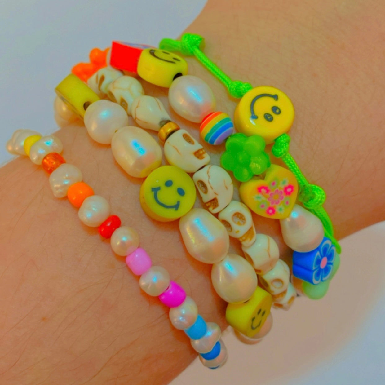 Green Neon Smiley Bracelet/Anklet