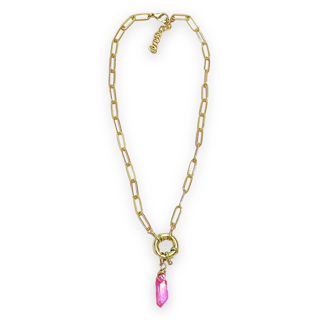 Gold Pink Quartz Necklace