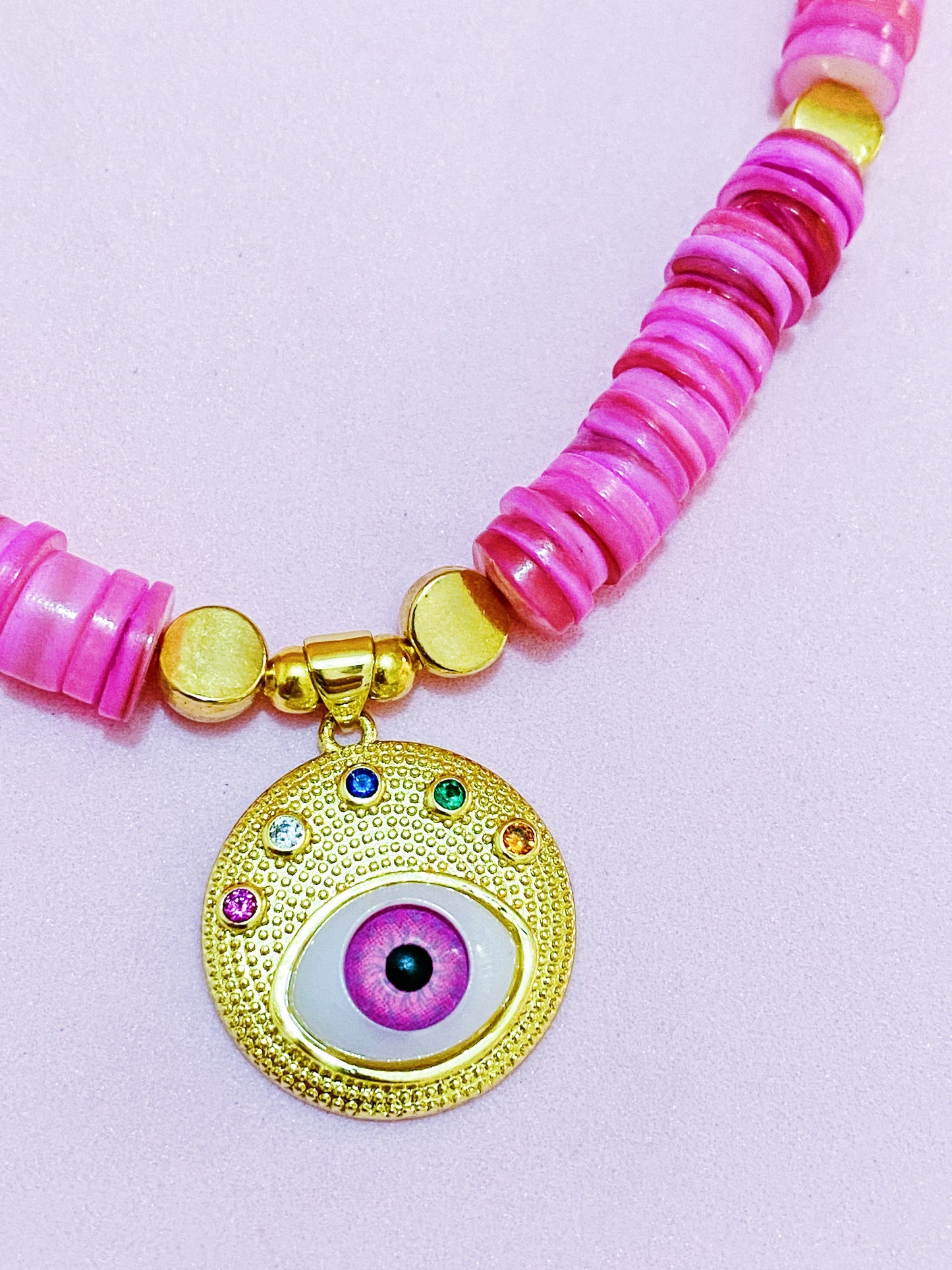 Evileye Pink Pearl Necklace