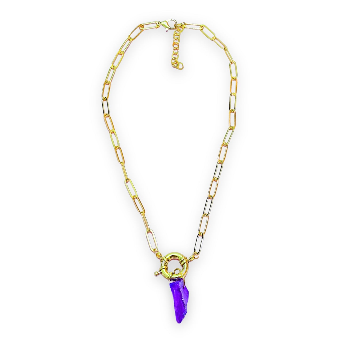 Gold Purple Quartz Necklace