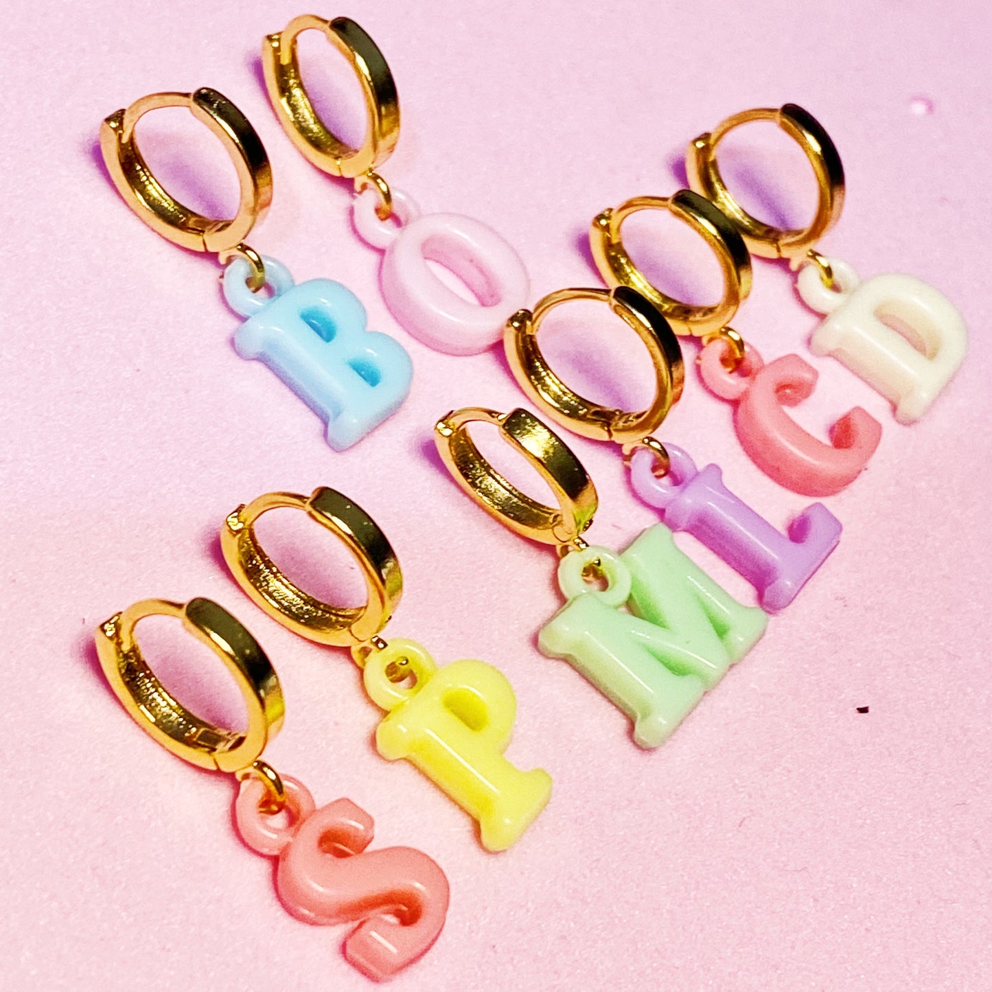 Color Custom Letter Huggies - ROCKmint