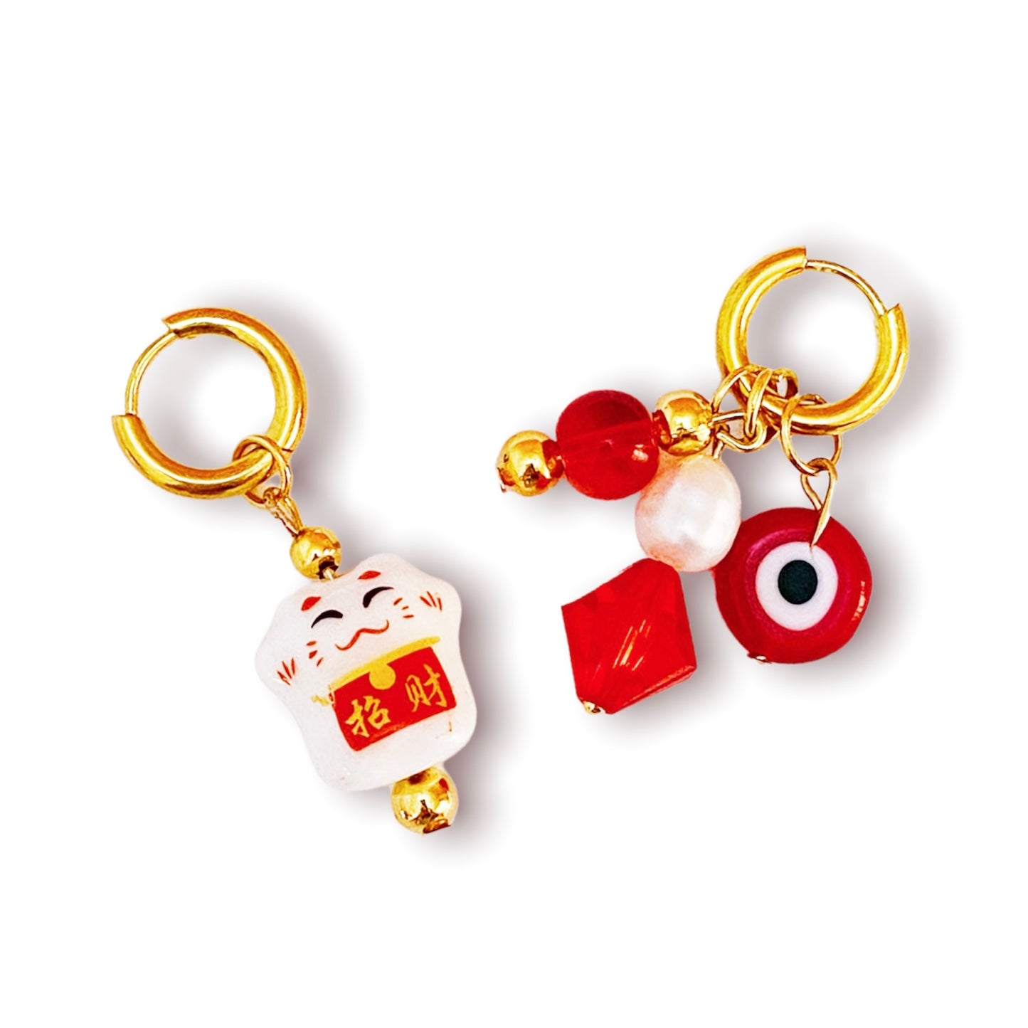 Lucky Cat Earrings Hoops