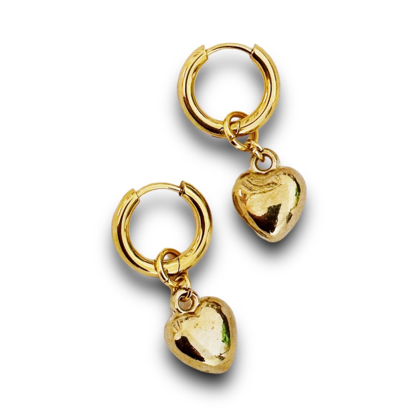 Gold Heart Hoops