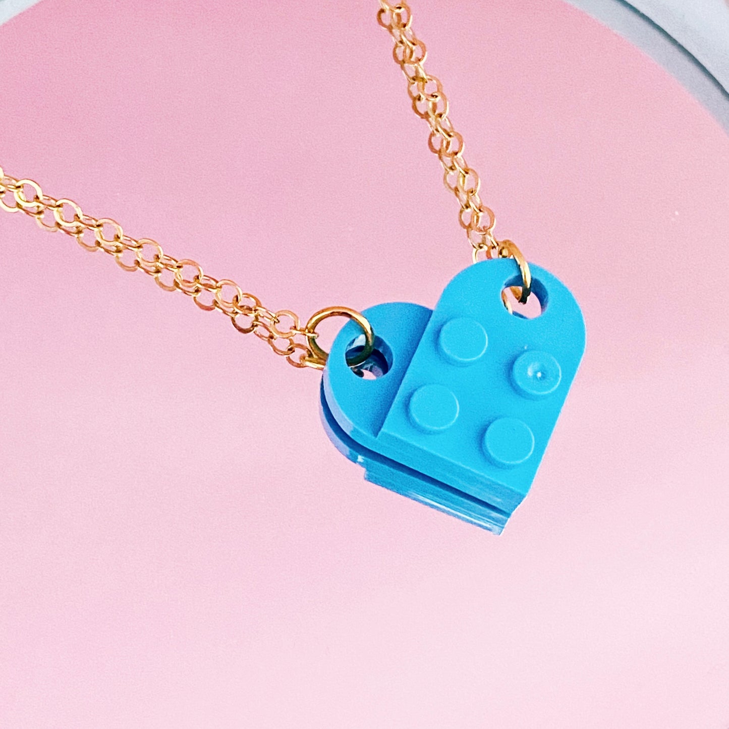 Blue Lego Heart Necklace - ROCKmint