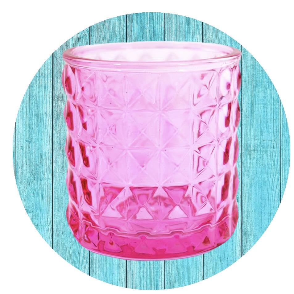 Portavela rosa de vidrio - ROCKmint