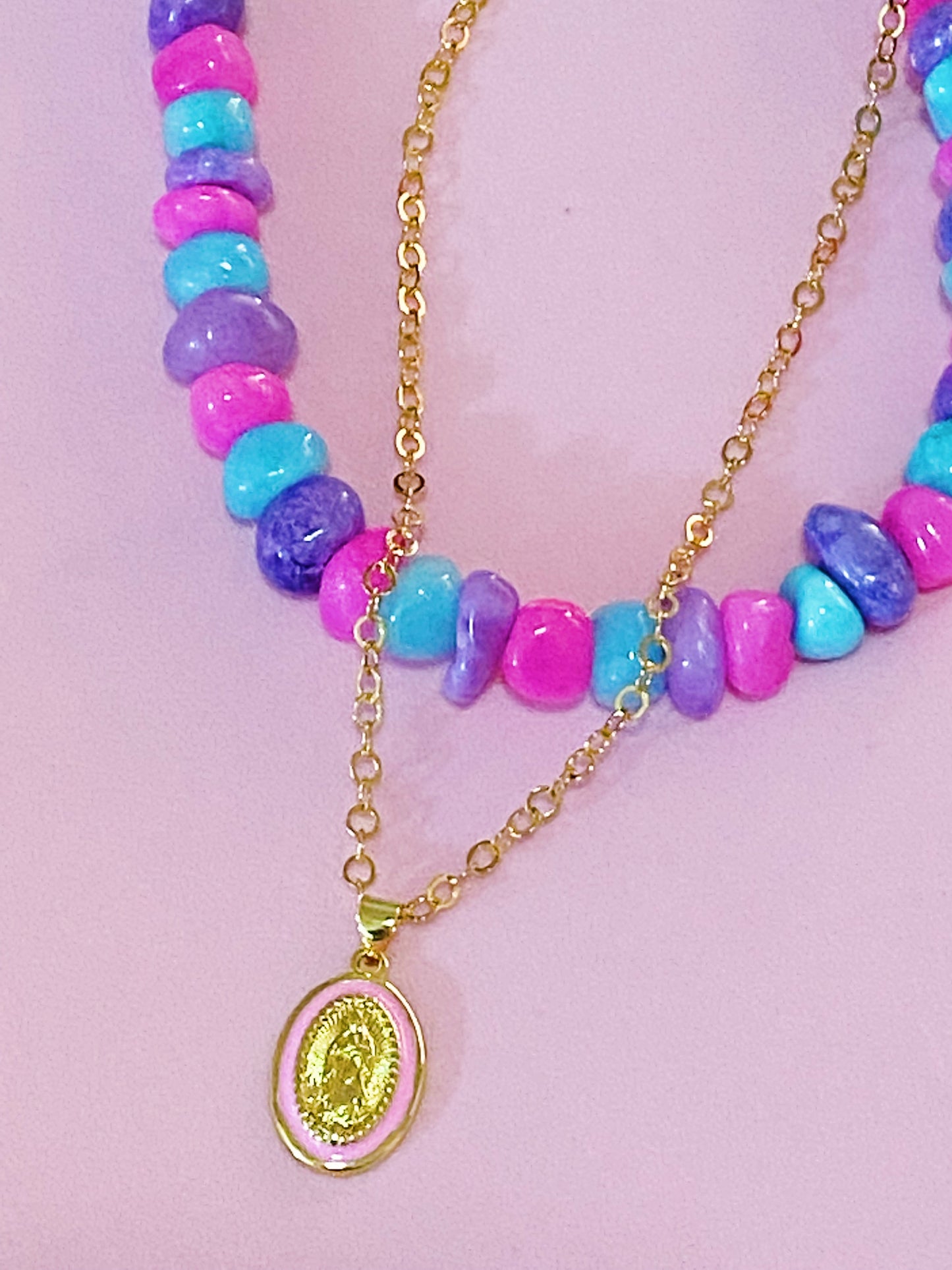 Pink Virgencita Necklace - ROCKmint