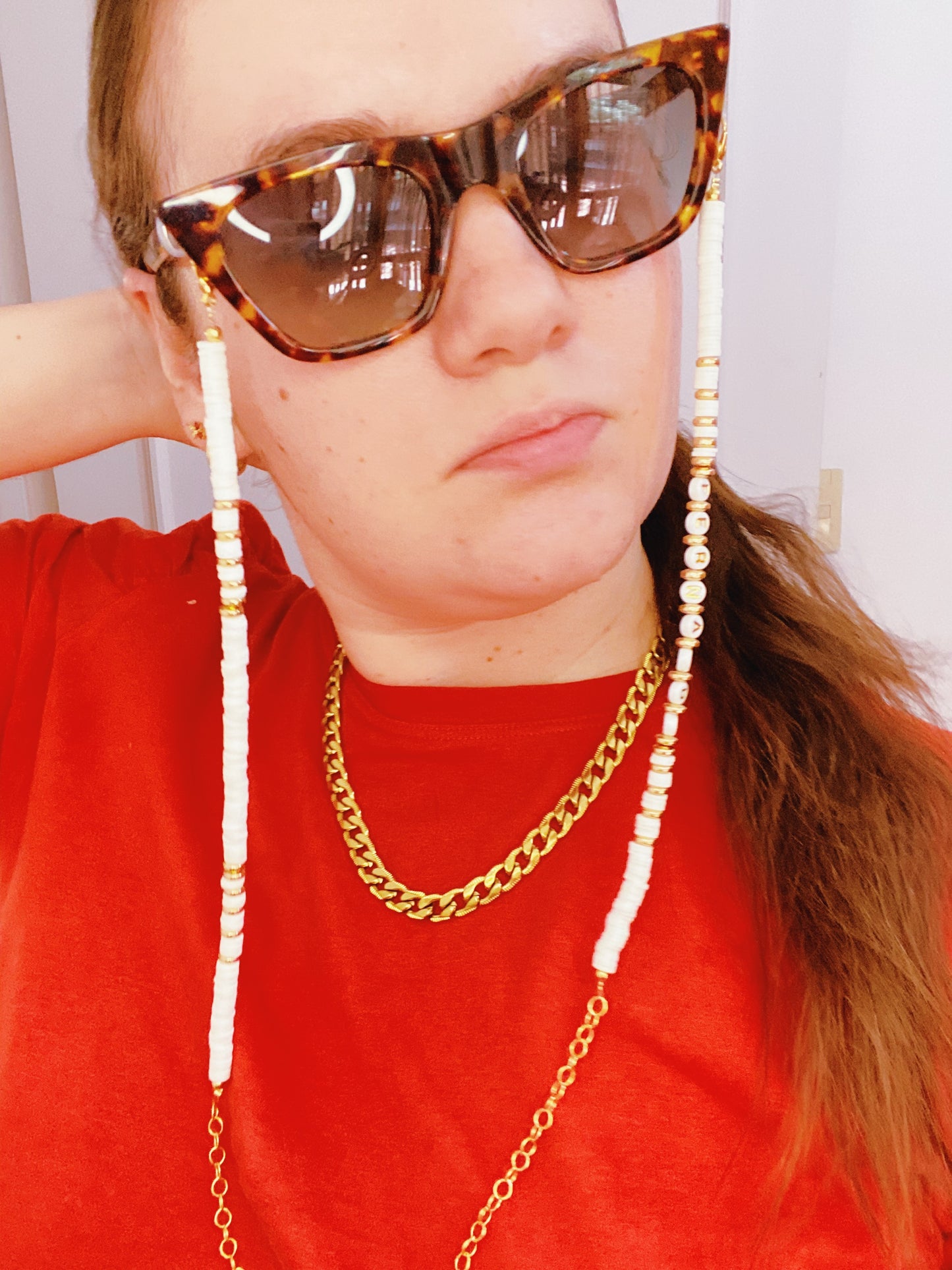 Fancy White Cadena para Lentes y Cubrebocas - ROCKmint