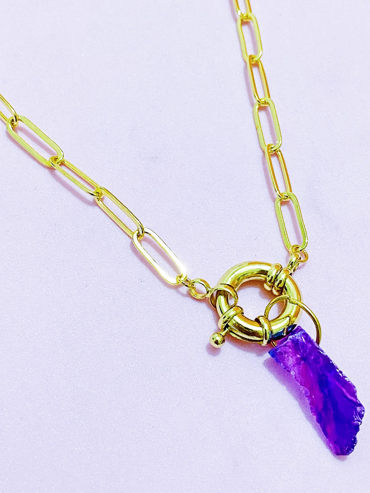 Gold Purple Quartz Necklace