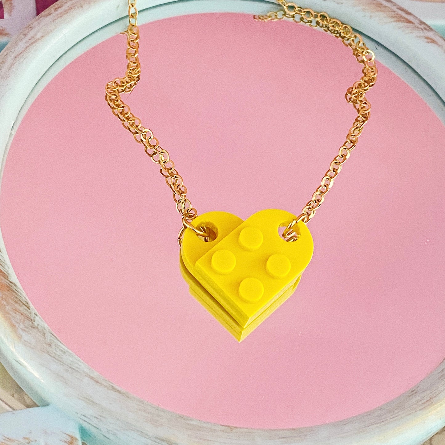 Yellow Lego Heart Necklace - ROCKmint