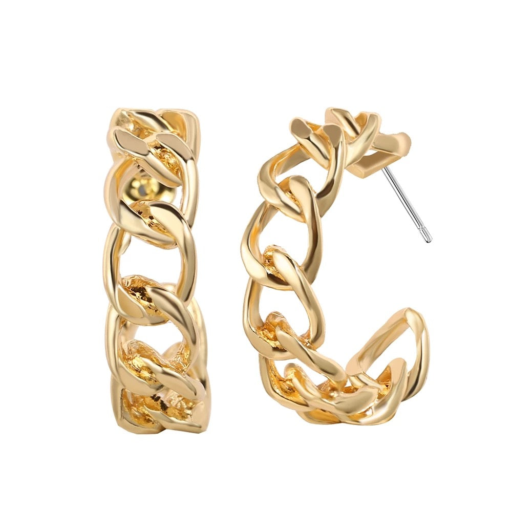 Chain Basic Hoops Earrings