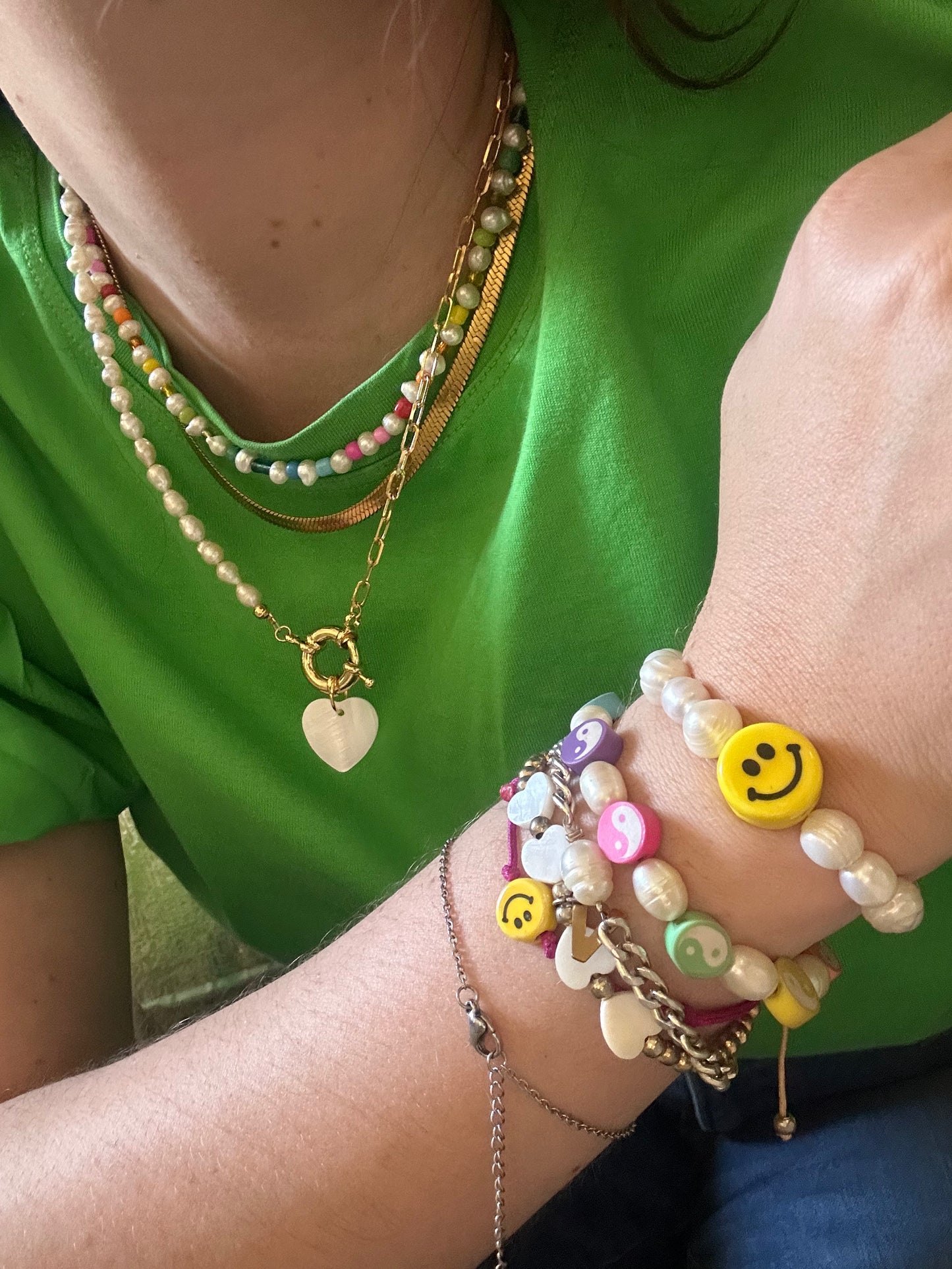 Big Smiley Pearl Bracelet