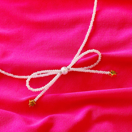 White Coquette Bow Necklace