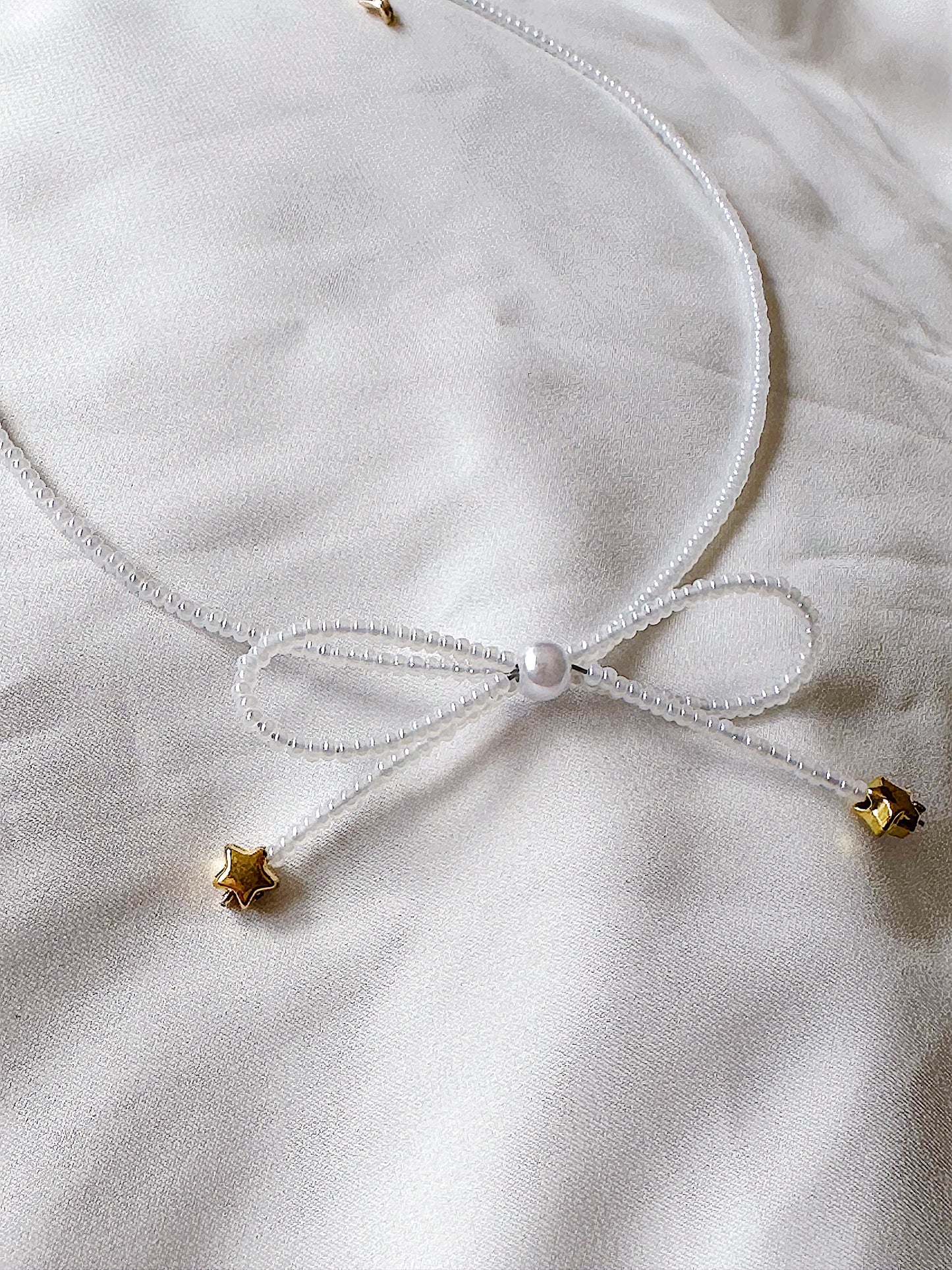 White Bow Necklace