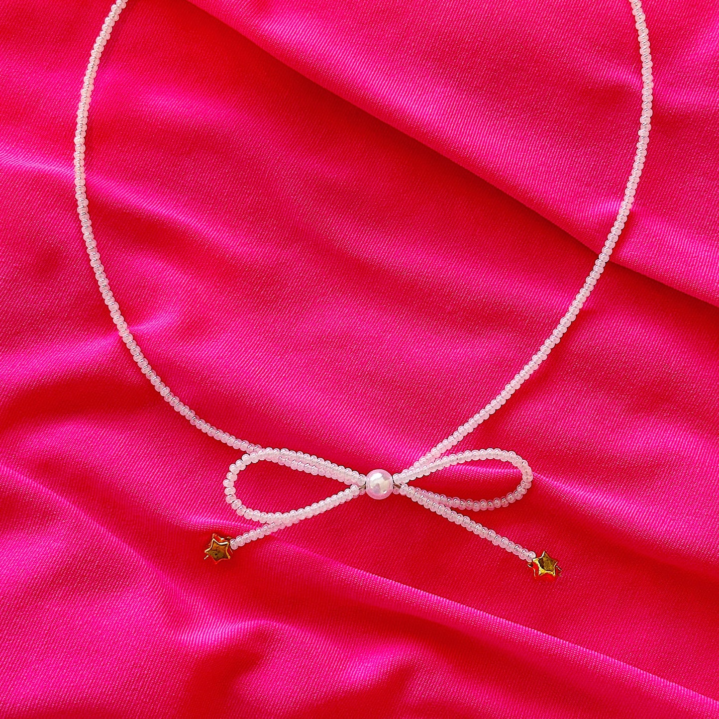 White Bow Necklace