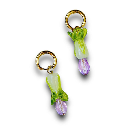 Lettuce Glass Earrings