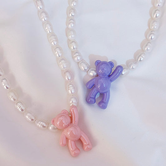 Gurl Bear Pearl Necklace