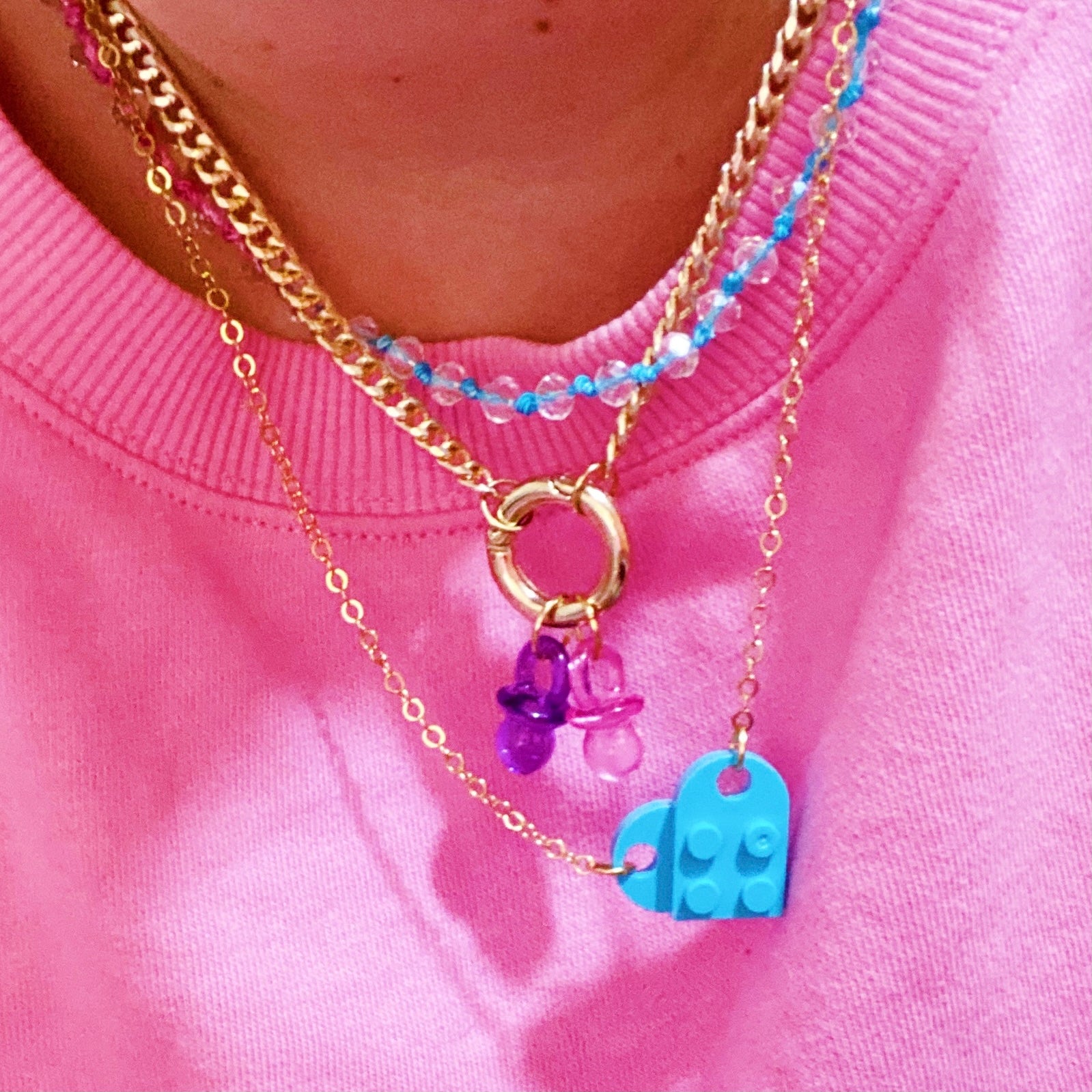 Blue Lego Heart Necklace - ROCKmint