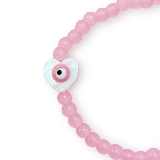 Pink evileye heart bracelet