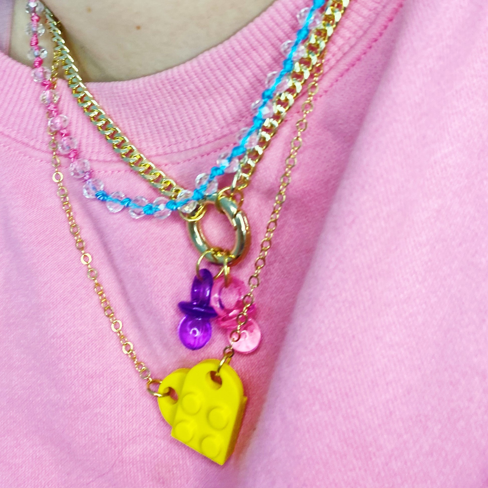 Yellow Lego Heart Necklace - ROCKmint