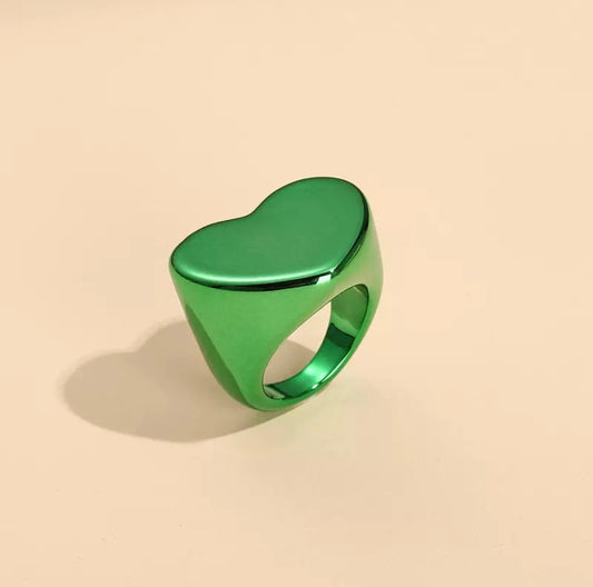 Green Metallic Chunky Ring