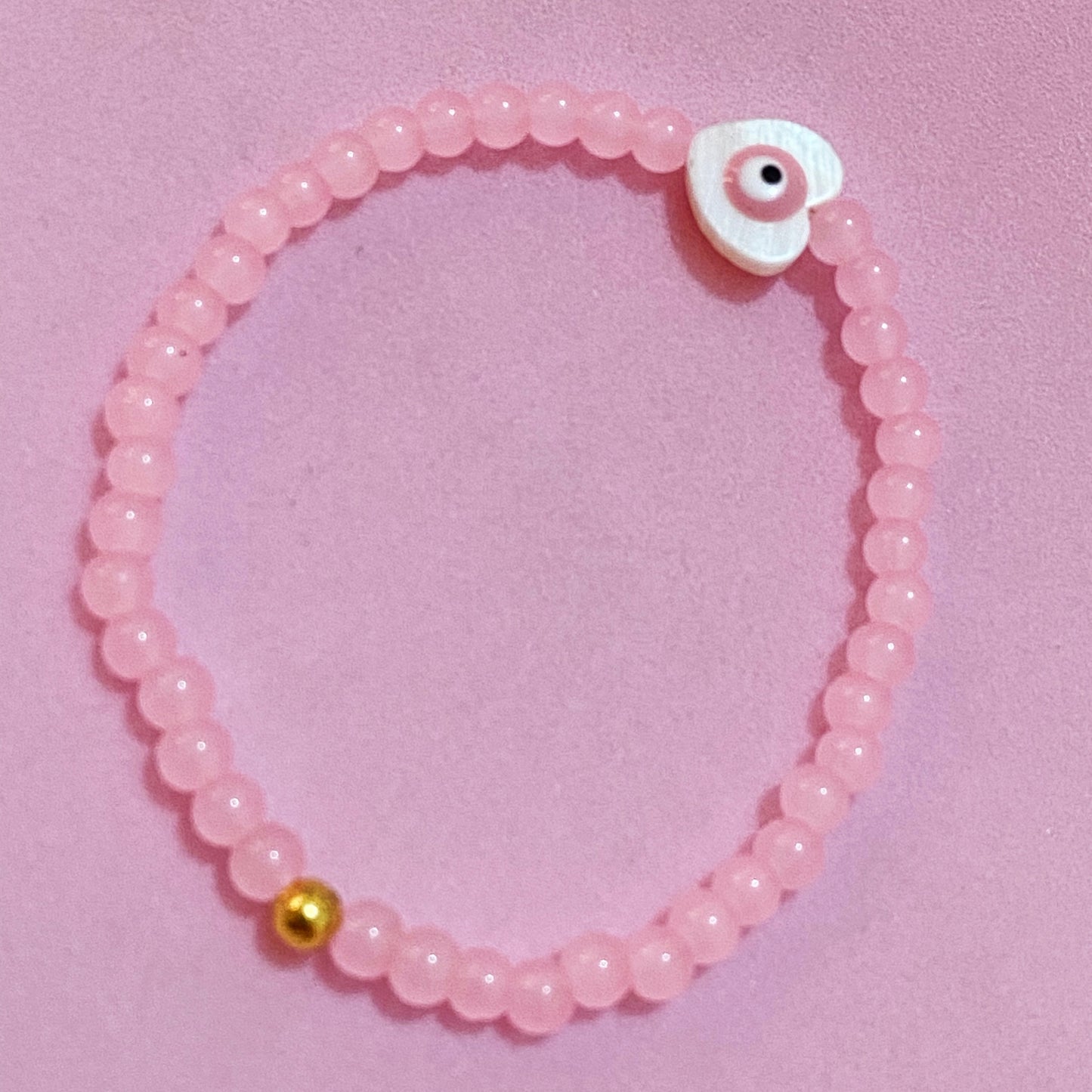 Pink evileye heart bracelet