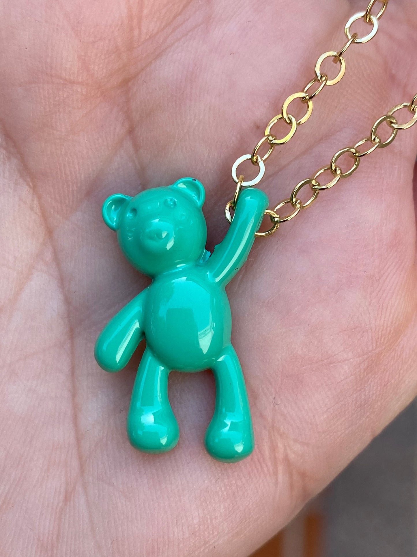 Mint Green Bear Necklace