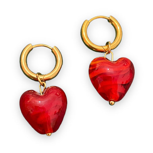 Red Heart Crystal Earrings