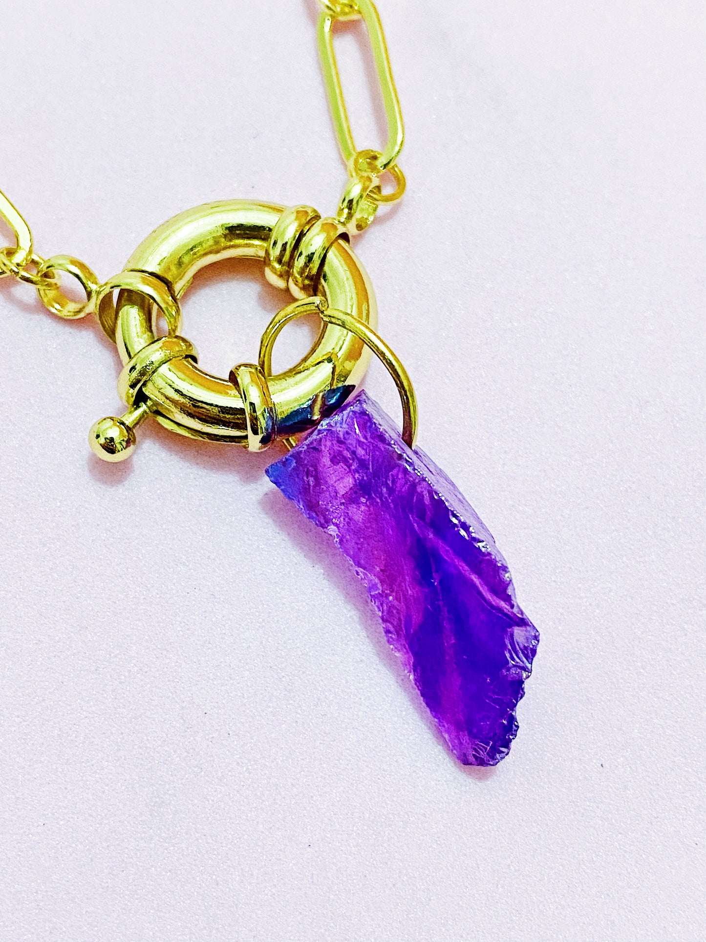 Gold Purple Quartz Necklace