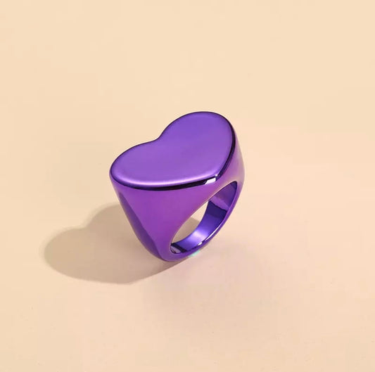 Purple Heart Metallic Chunky Ring