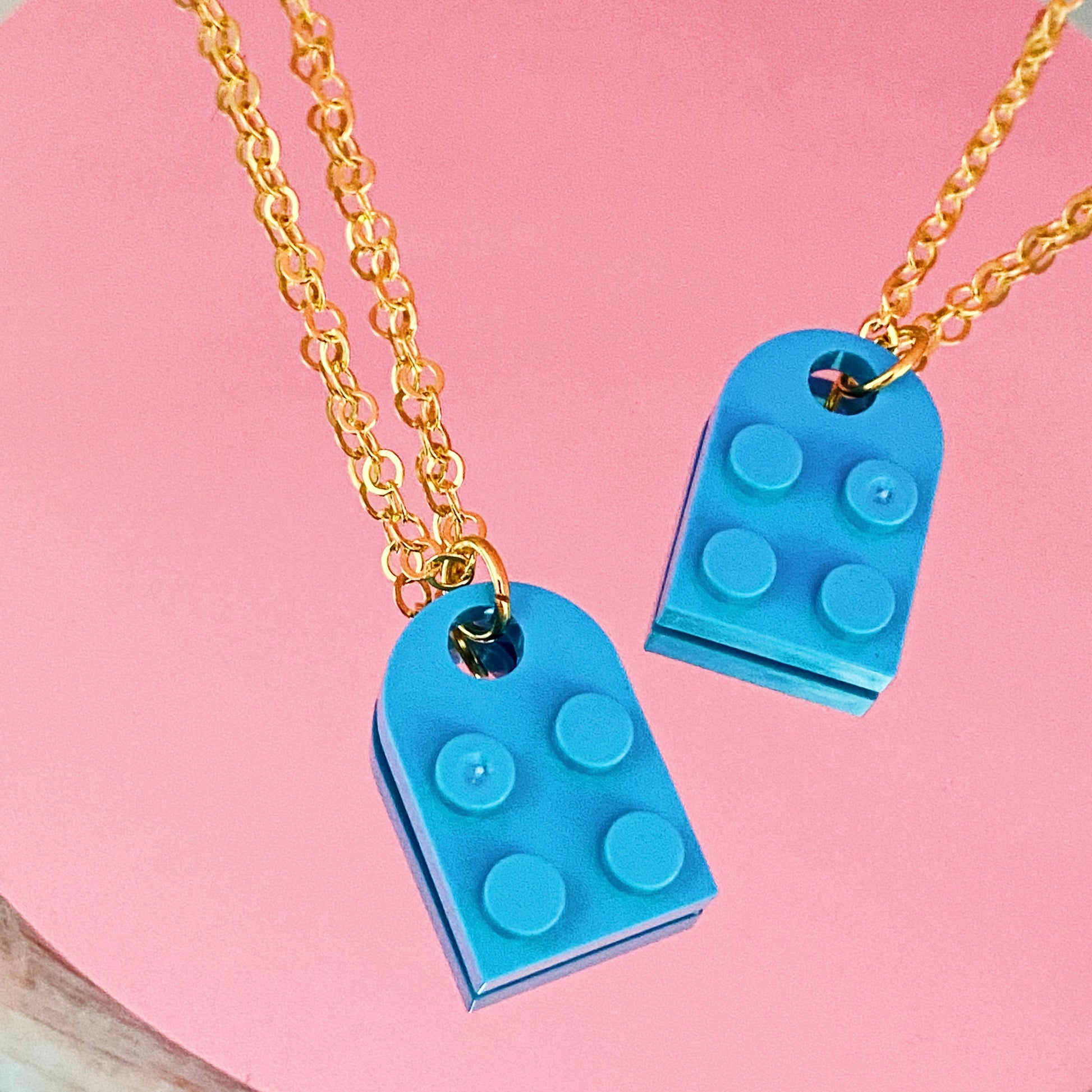 Best Friends Blue Lego Necklaces - ROCKmint