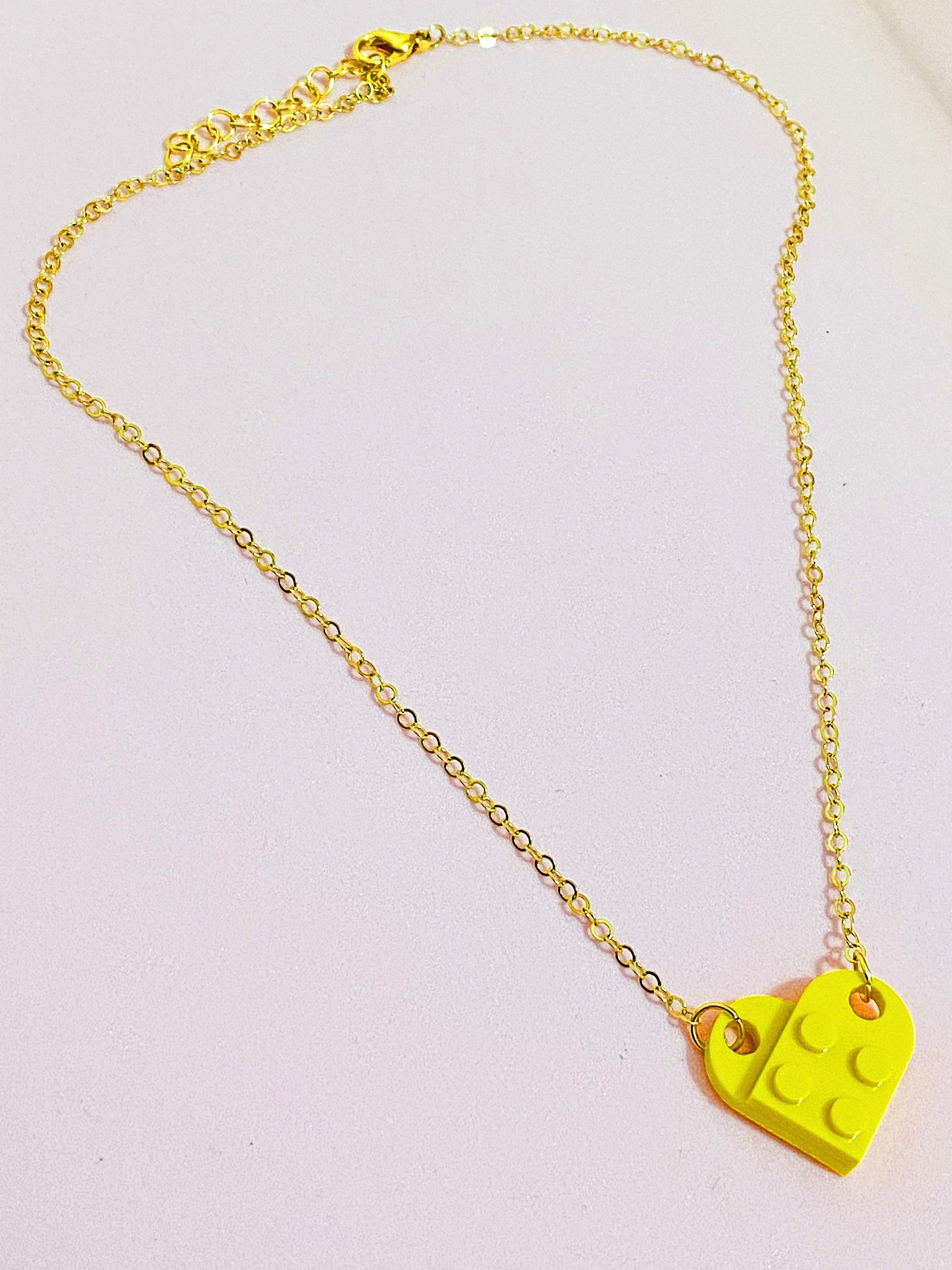 Yellow Lego Heart Necklace - ROCKmint